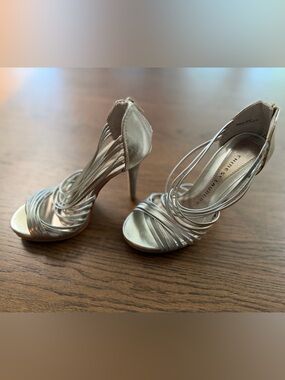 Chinese Laundry Silver Strappy Stiletto Sandal Heels